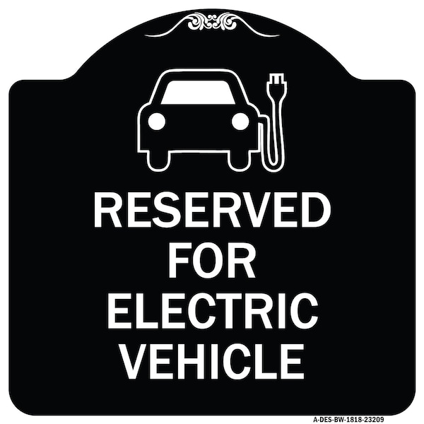 Signmission Reserved for Electric Vehicle W/ Graphic Heavy-Gauge Aluminum Sign, 18" x 18", BW-1818-23209 A-DES-BW-1818-23209 - main